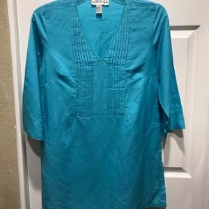 Lino USA Teal Tunic Dress EUC M